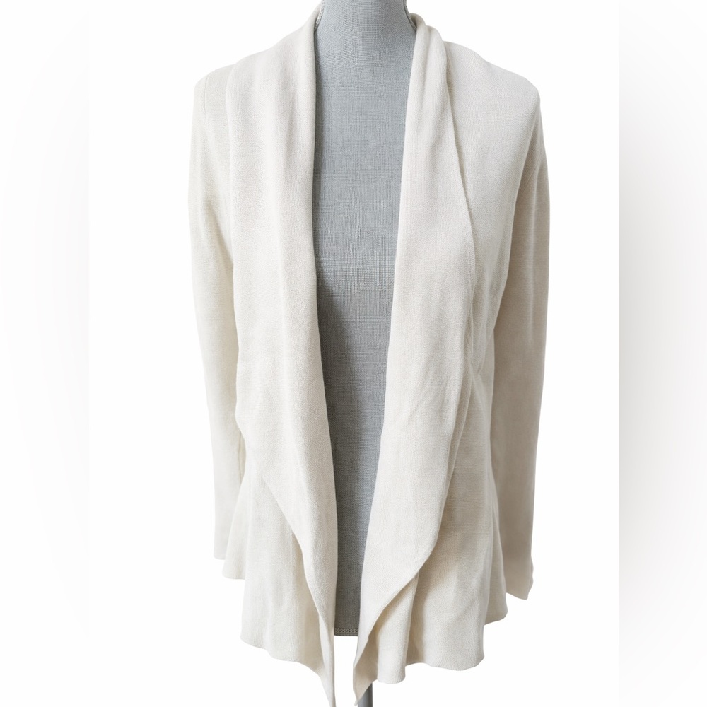 Eileen Fisher Silk Organic Cotton Open Cardigan M Cream